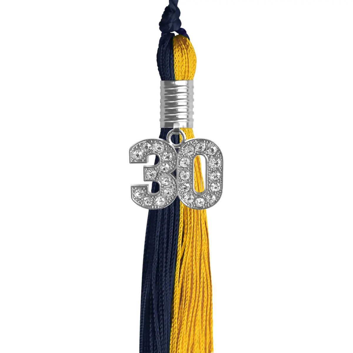 Dark Navy Blue/Bright Gold Graduation Tassel with Silver Bling Charm - Endea Graduation