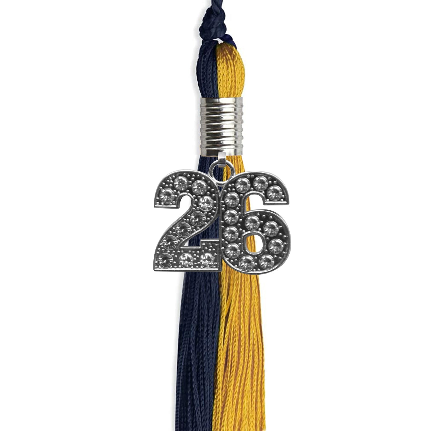 Dark Navy Blue/Bright Gold Graduation Tassel with Silver Date Drop - Endea Graduation