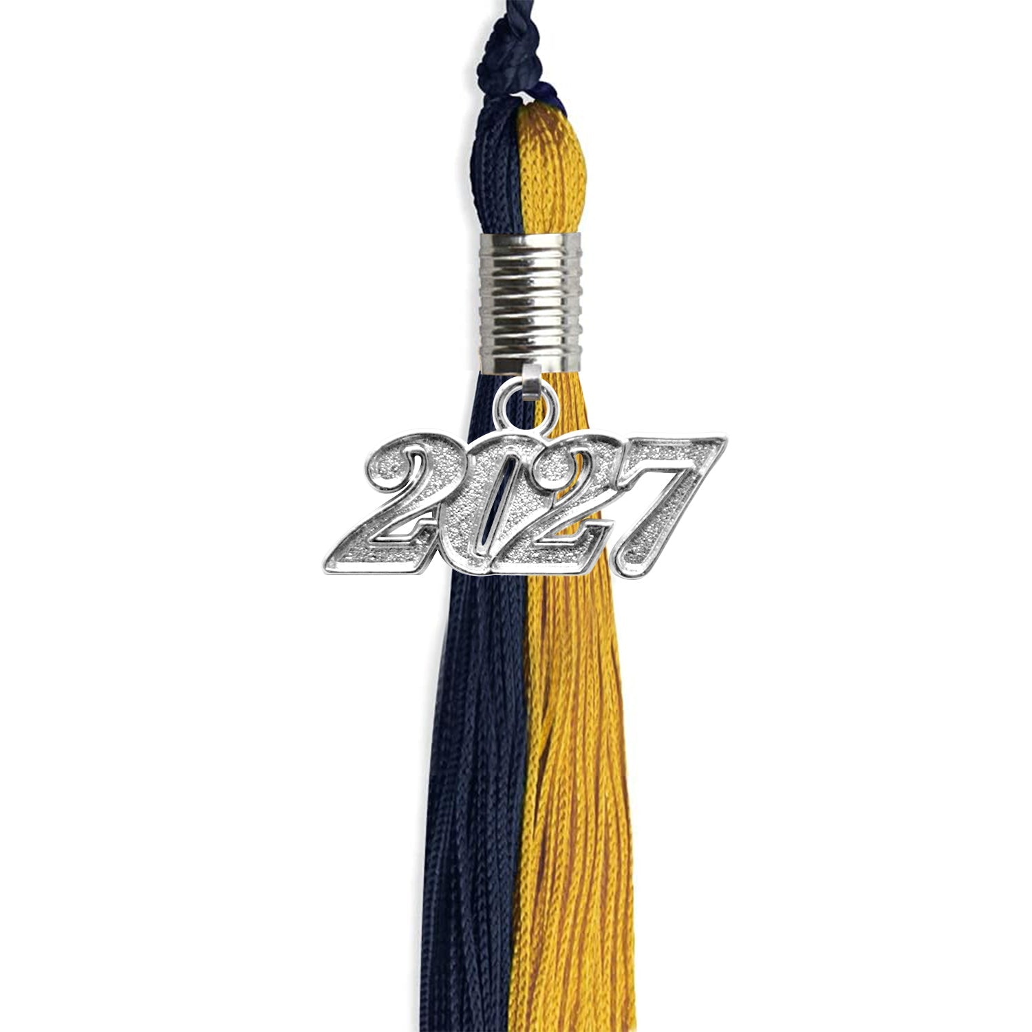 Dark Navy Blue/Bright Gold Graduation Tassel with Silver Date Drop - Endea Graduation