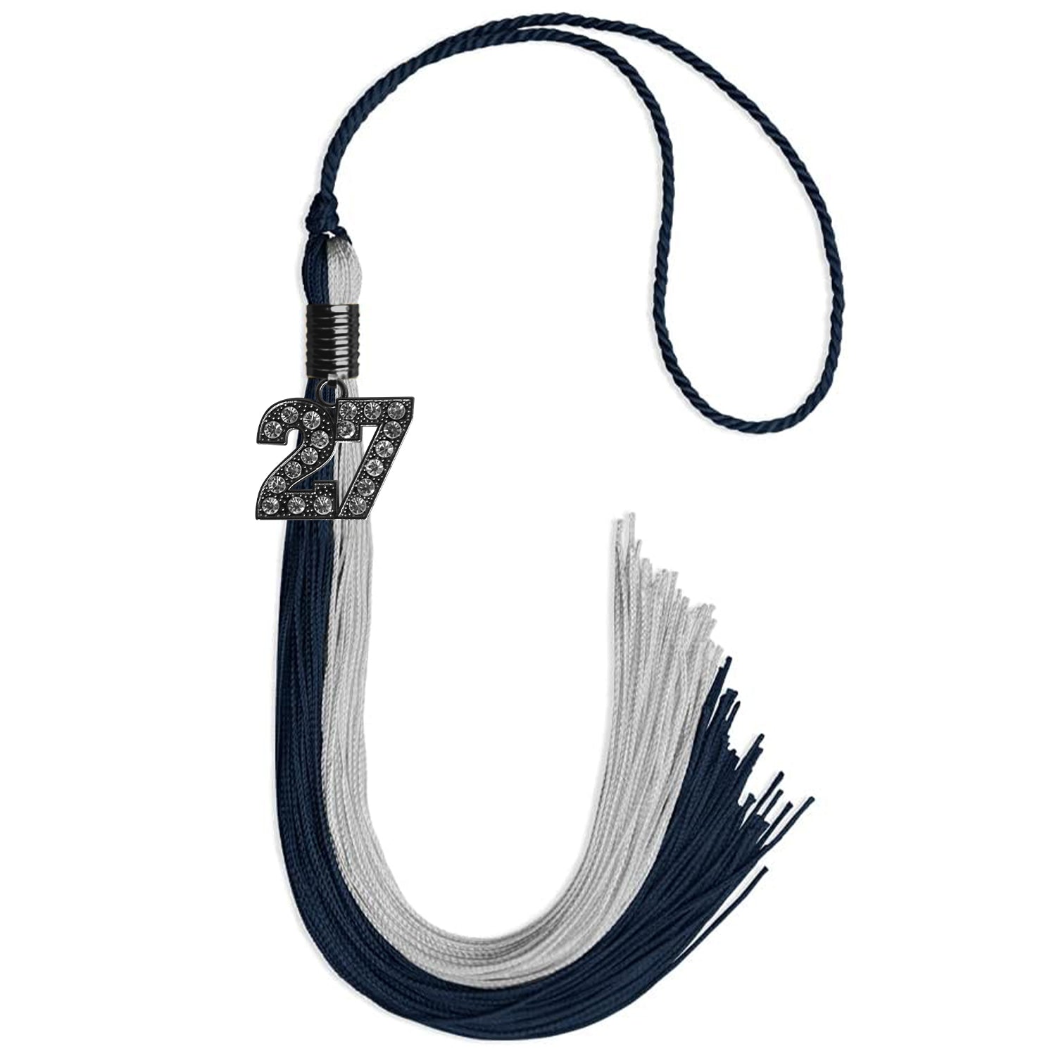 Dark Navy Blue/Grey Graduation Tassel with Black Date Drop - Endea Graduation