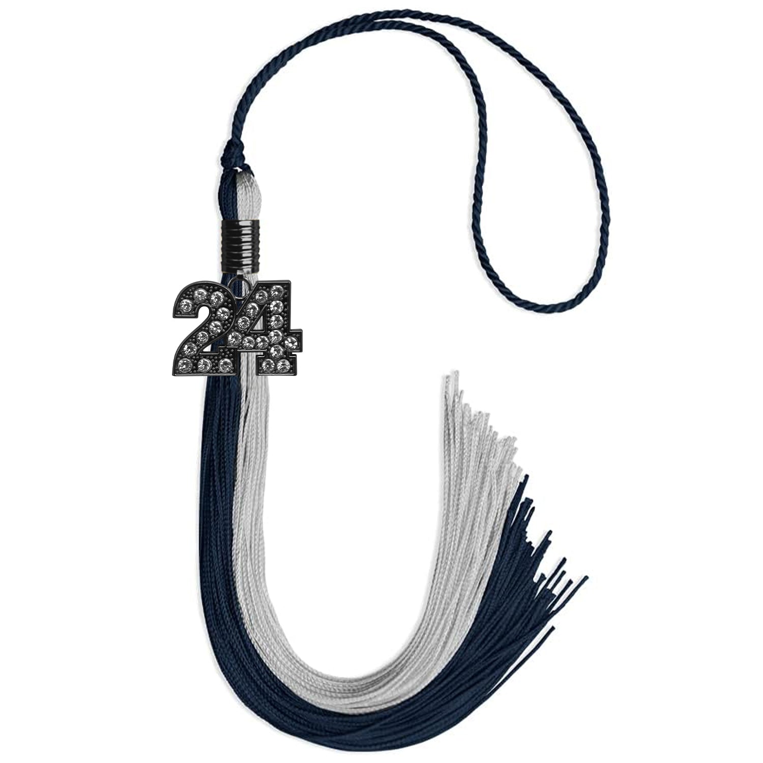 Dark Navy Blue/Grey Graduation Tassel with Black Date Drop - Endea Graduation