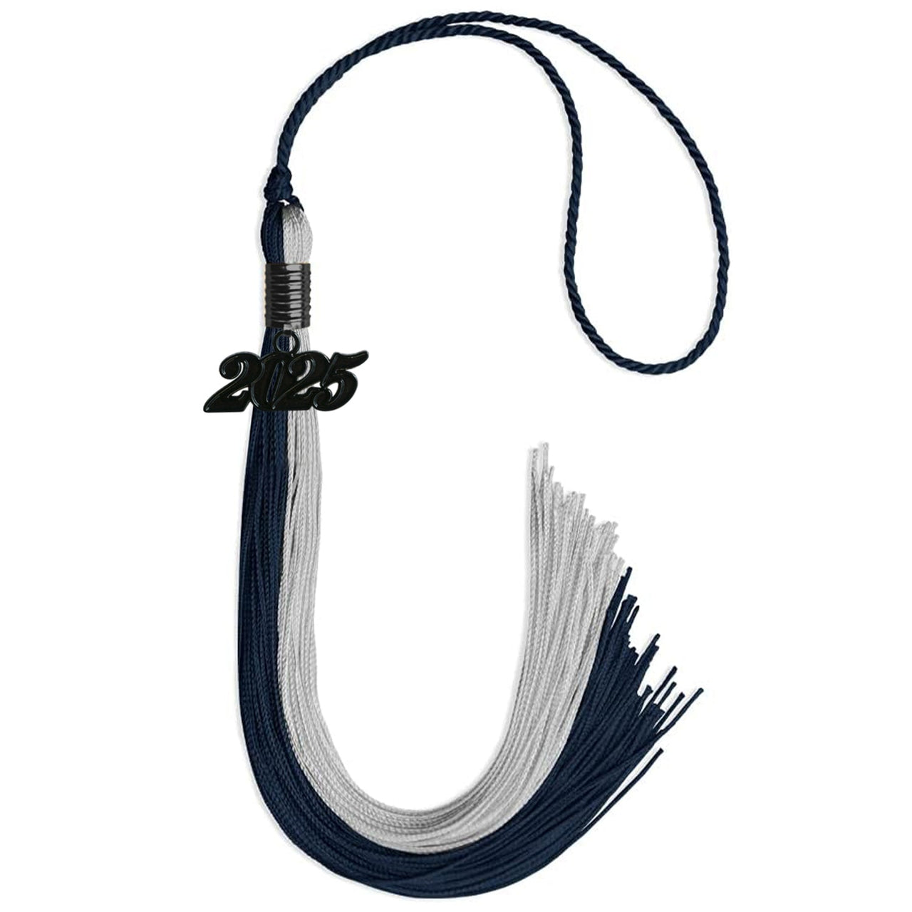 Dark Navy Blue/Grey Graduation Tassel with Black Date Drop - Endea Graduation