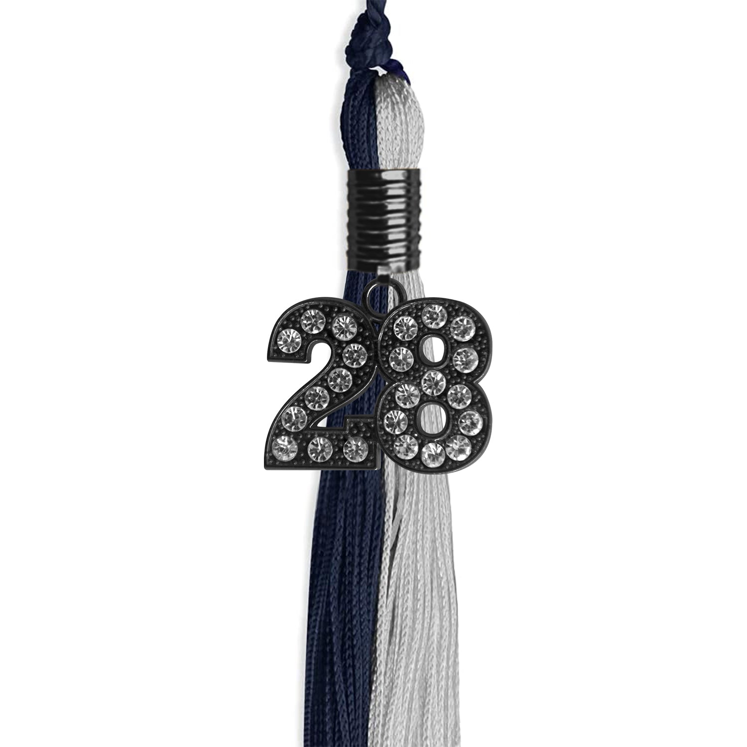 Dark Navy Blue/Grey Graduation Tassel with Black Date Drop - Endea Graduation