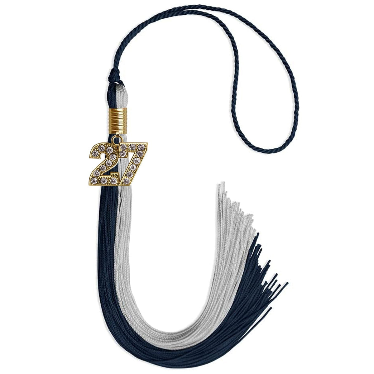 Dark Navy Blue/Grey Graduation Tassel with Gold Bling Charm - Endea Graduation