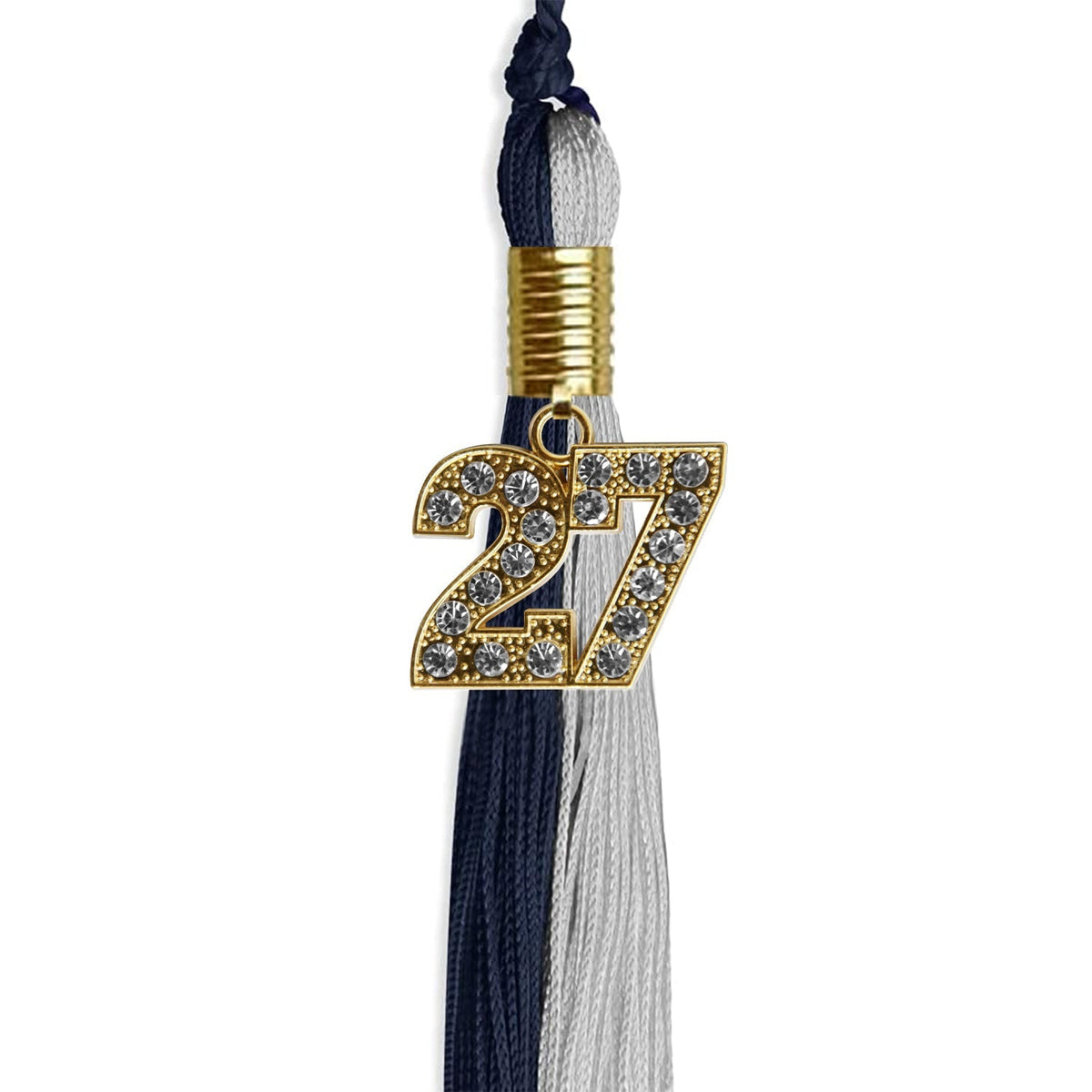 Dark Navy Blue/Grey Graduation Tassel with Gold Bling Charm - Endea Graduation