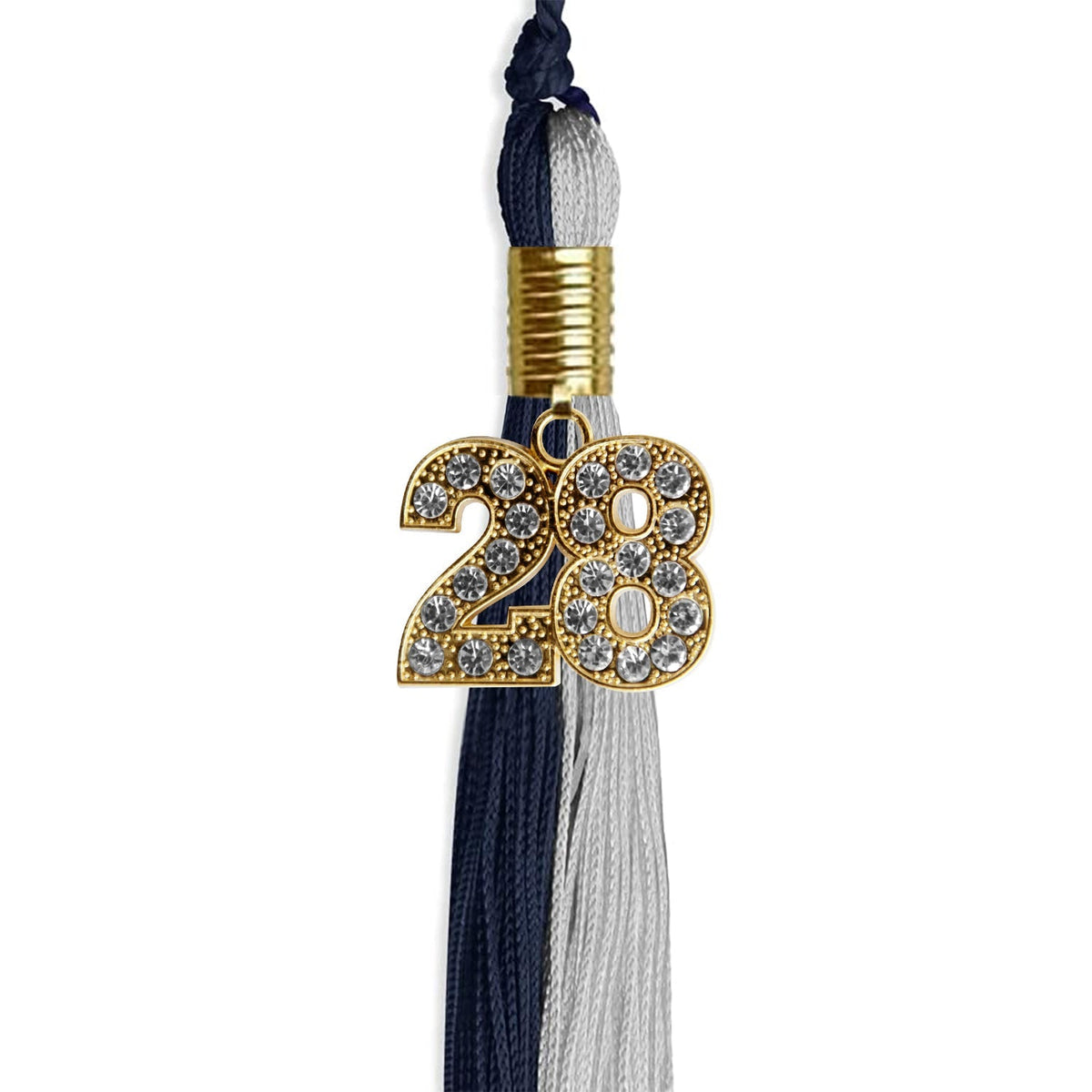 Dark Navy Blue/Grey Graduation Tassel with Gold Bling Charm - Endea Graduation