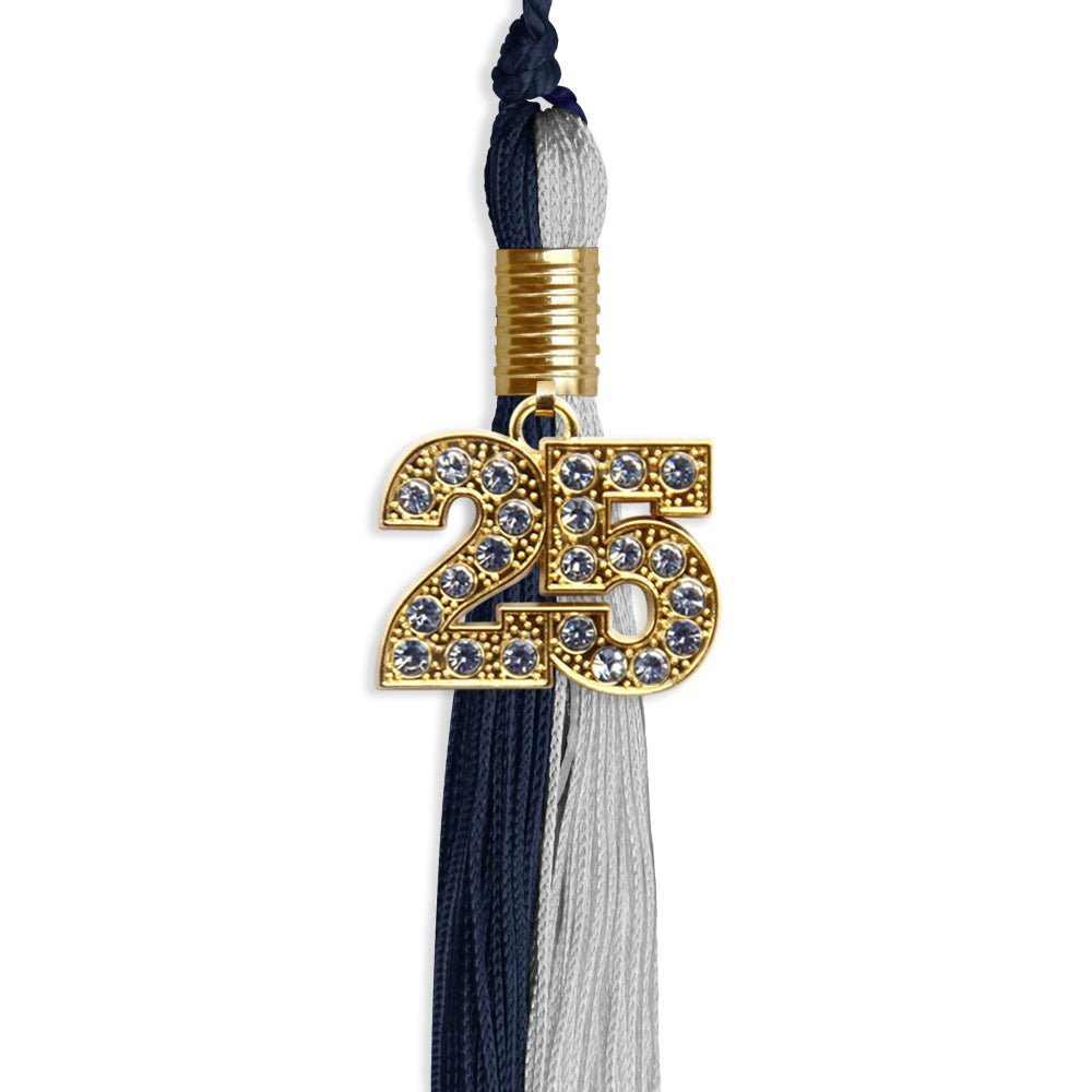 Dark Navy Blue/Grey Graduation Tassel with Gold Bling Charm - Endea Graduation