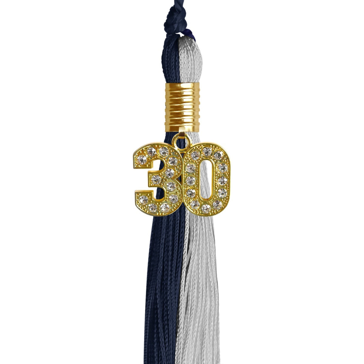 Dark Navy Blue/Grey Graduation Tassel with Gold Bling Charm - Endea Graduation