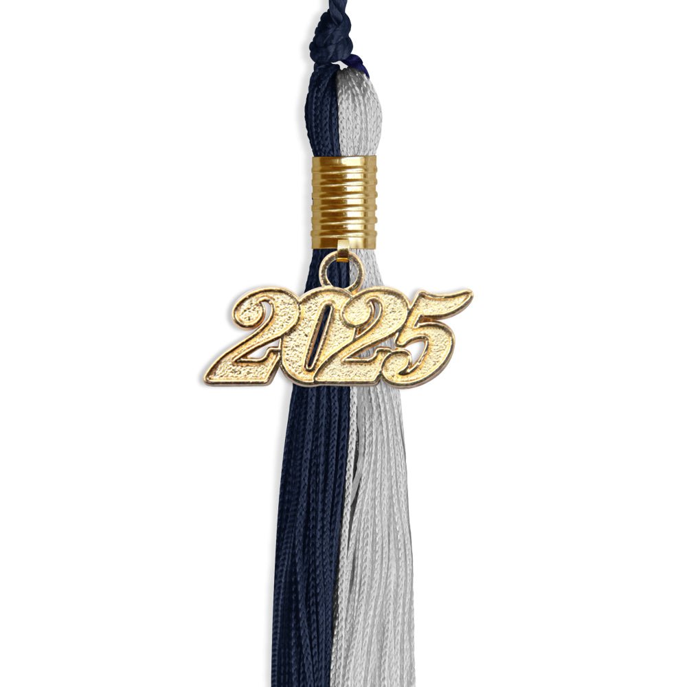 Dark Navy Blue/Grey Graduation Tassel with Gold Date Drop - Endea Graduation