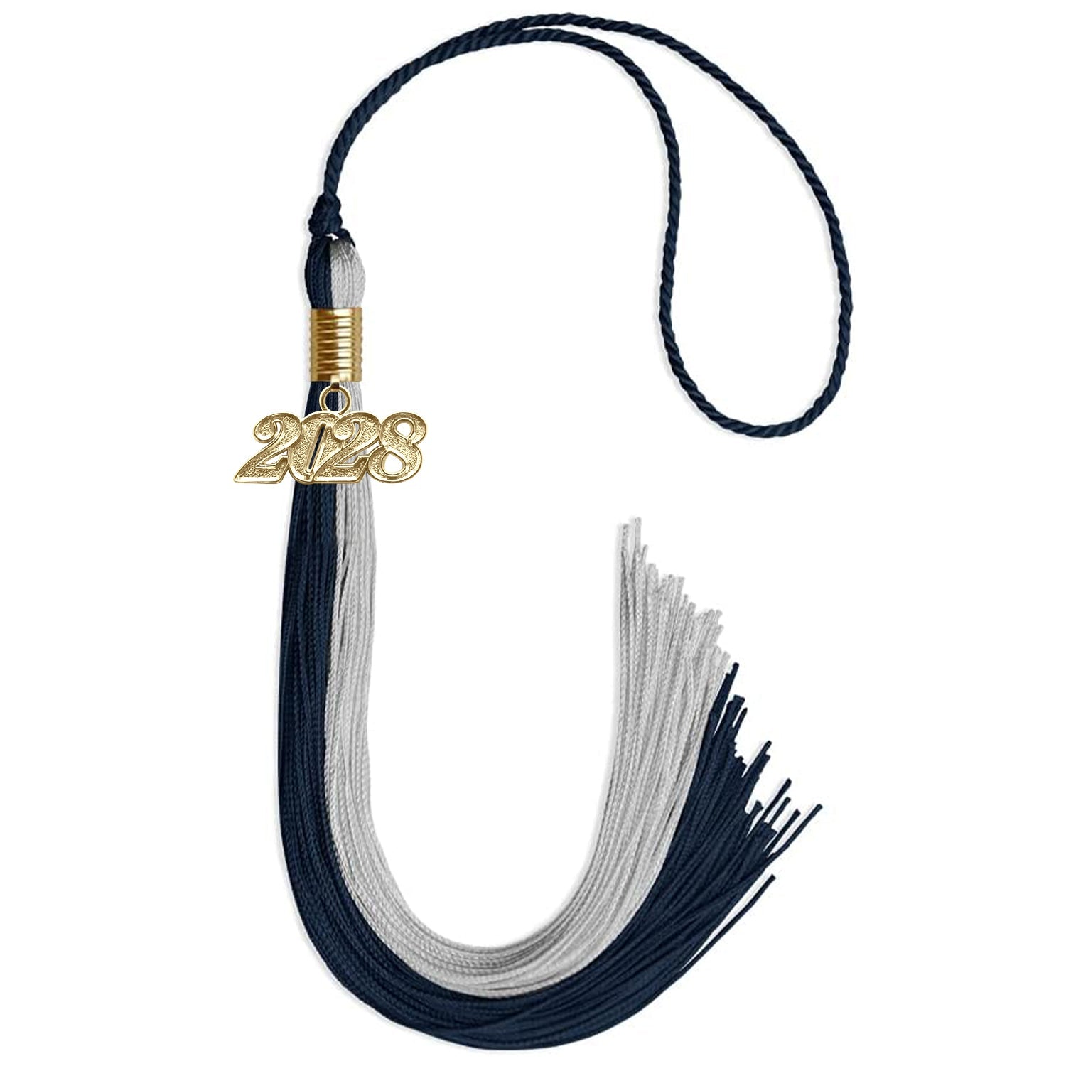 Dark Navy Blue/Grey Graduation Tassel with Gold Date Drop - Endea Graduation