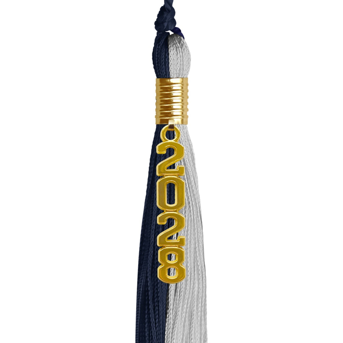 Dark Navy Blue/Grey Graduation Tassel with Gold Stacked Date Drop - Endea Graduation