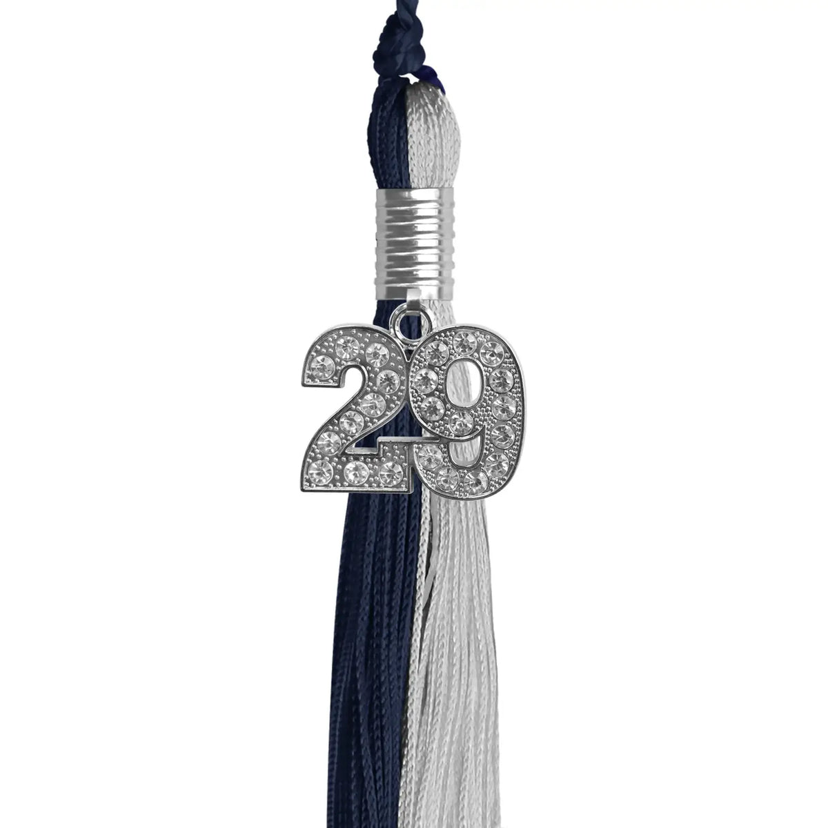 Dark Navy Blue/Grey Graduation Tassel with Silver Bling Charm - Endea Graduation
