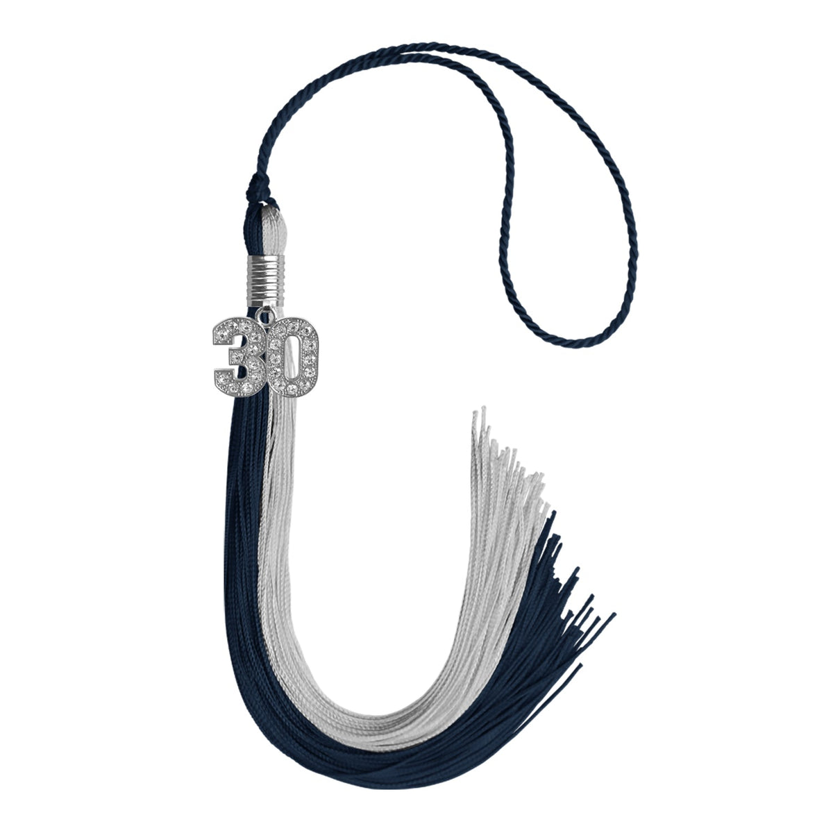 Dark Navy Blue/Grey Graduation Tassel with Silver Bling Charm - Endea Graduation