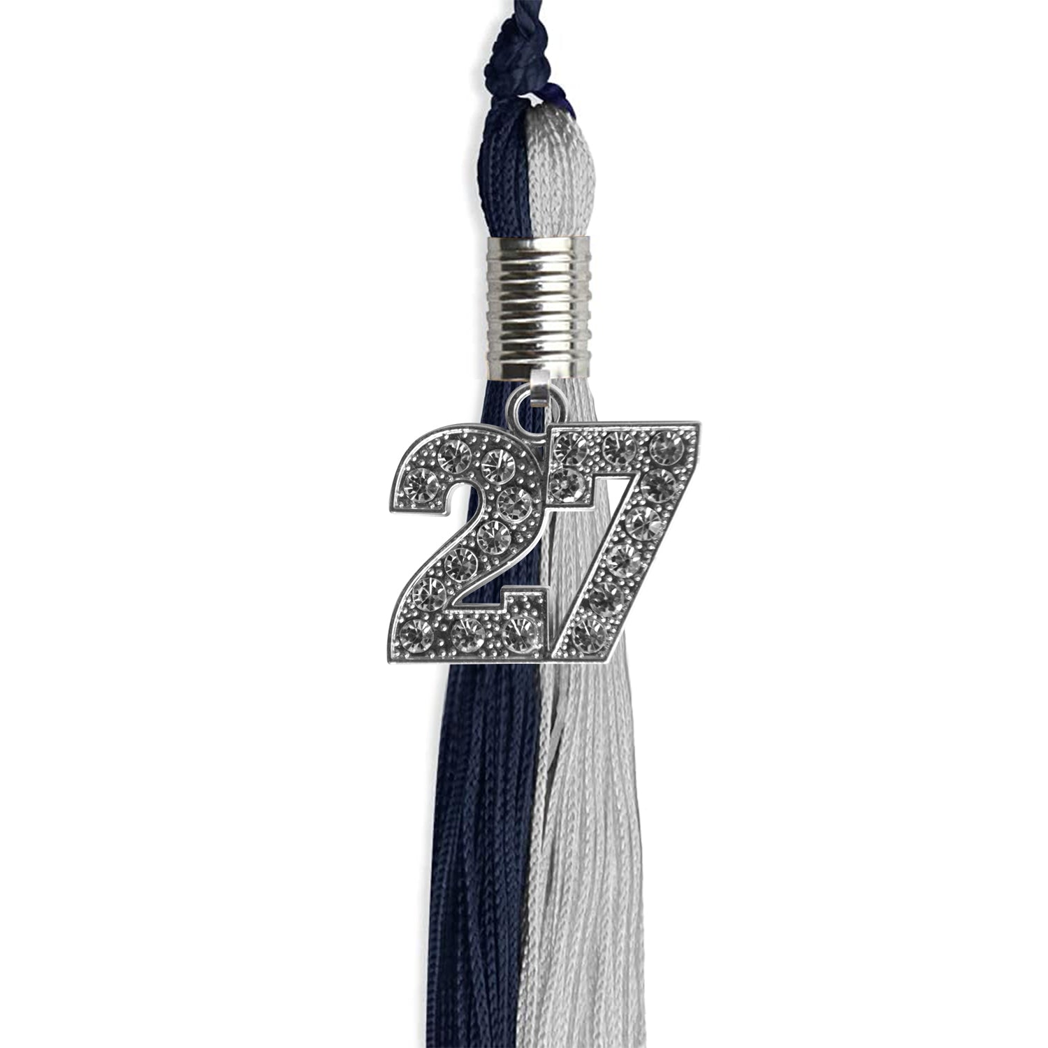 Dark Navy Blue/Grey Graduation Tassel with Silver Date Drop - Endea Graduation