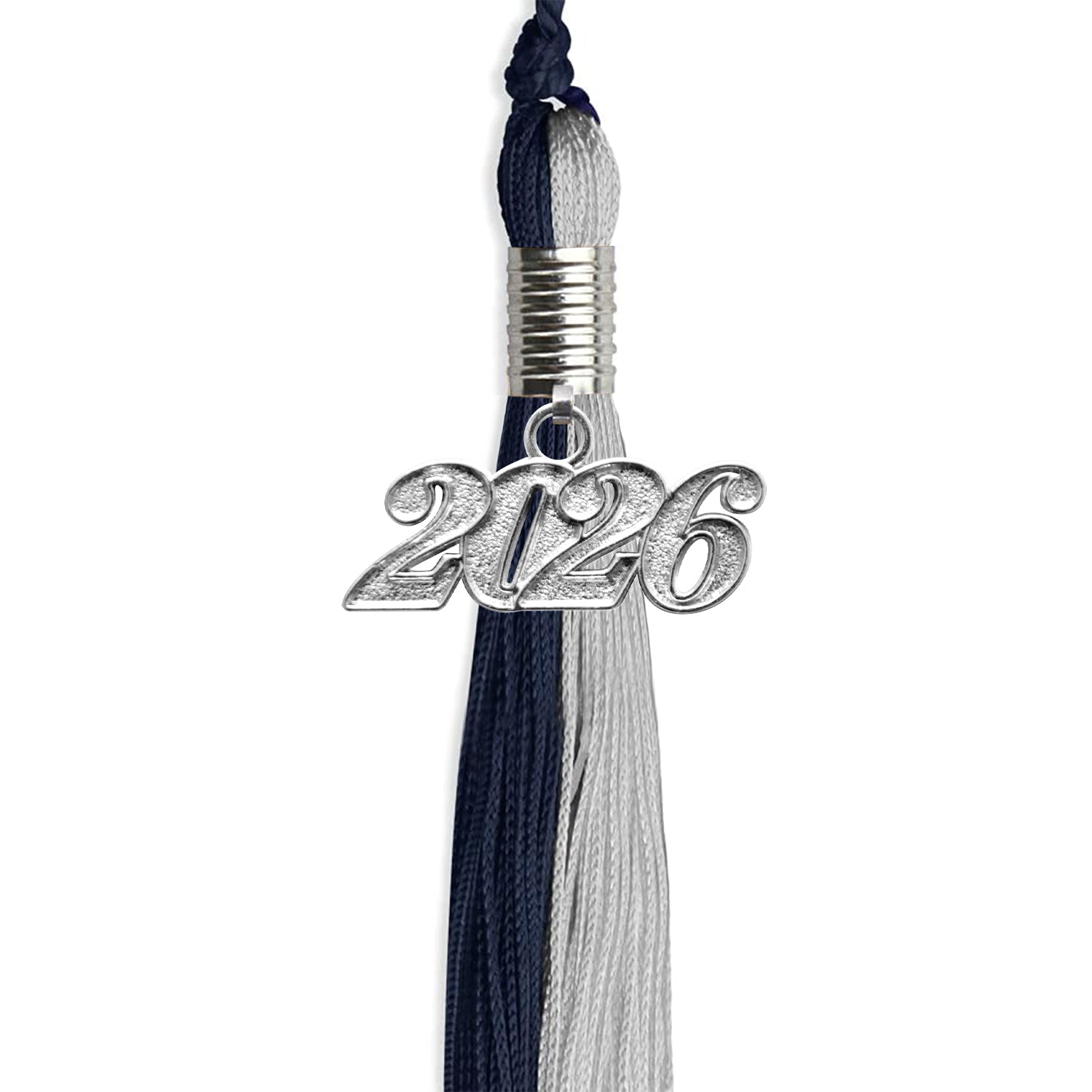 Dark Navy Blue/Grey Graduation Tassel with Silver Date Drop - Endea Graduation