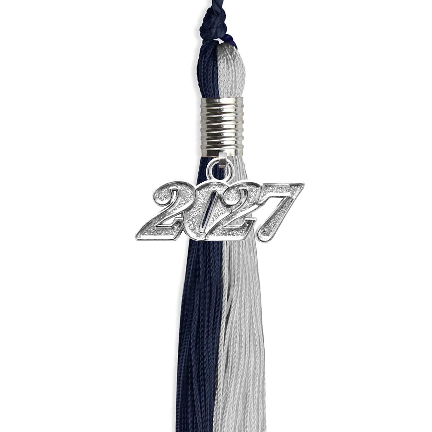 Dark Navy Blue/Grey Graduation Tassel with Silver Date Drop - Endea Graduation