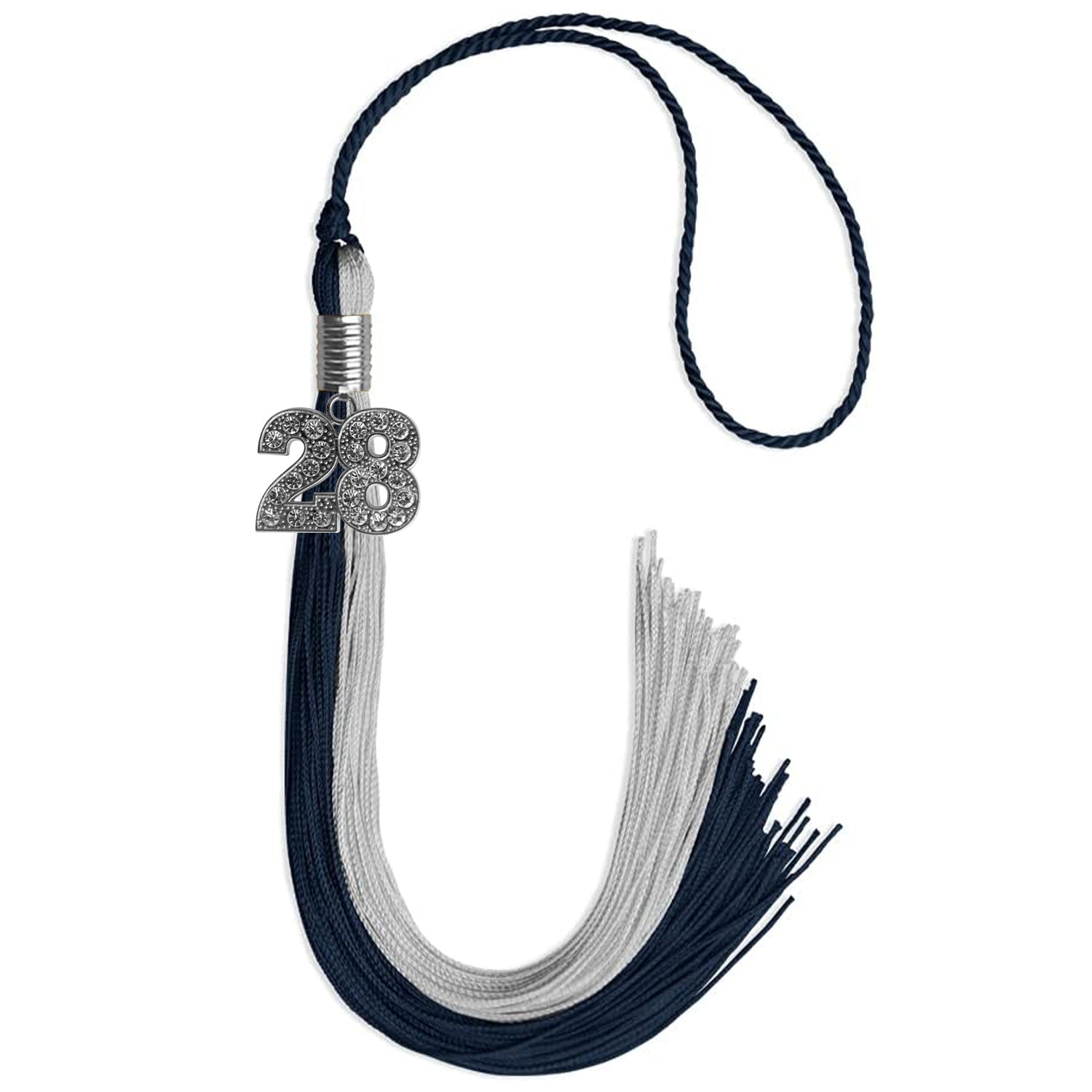 Dark Navy Blue/Grey Graduation Tassel with Silver Date Drop - Endea Graduation