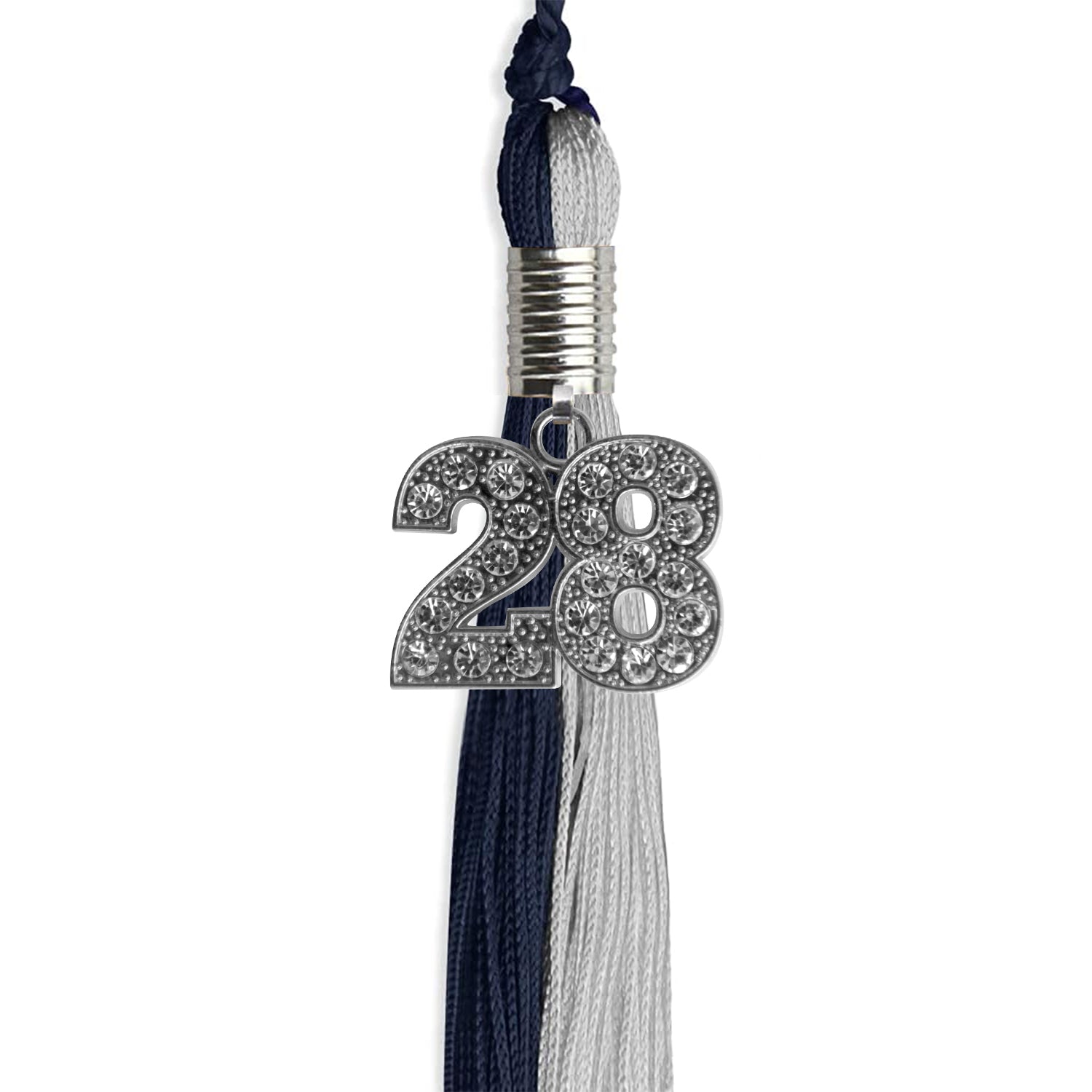 Dark Navy Blue/Grey Graduation Tassel with Silver Date Drop - Endea Graduation