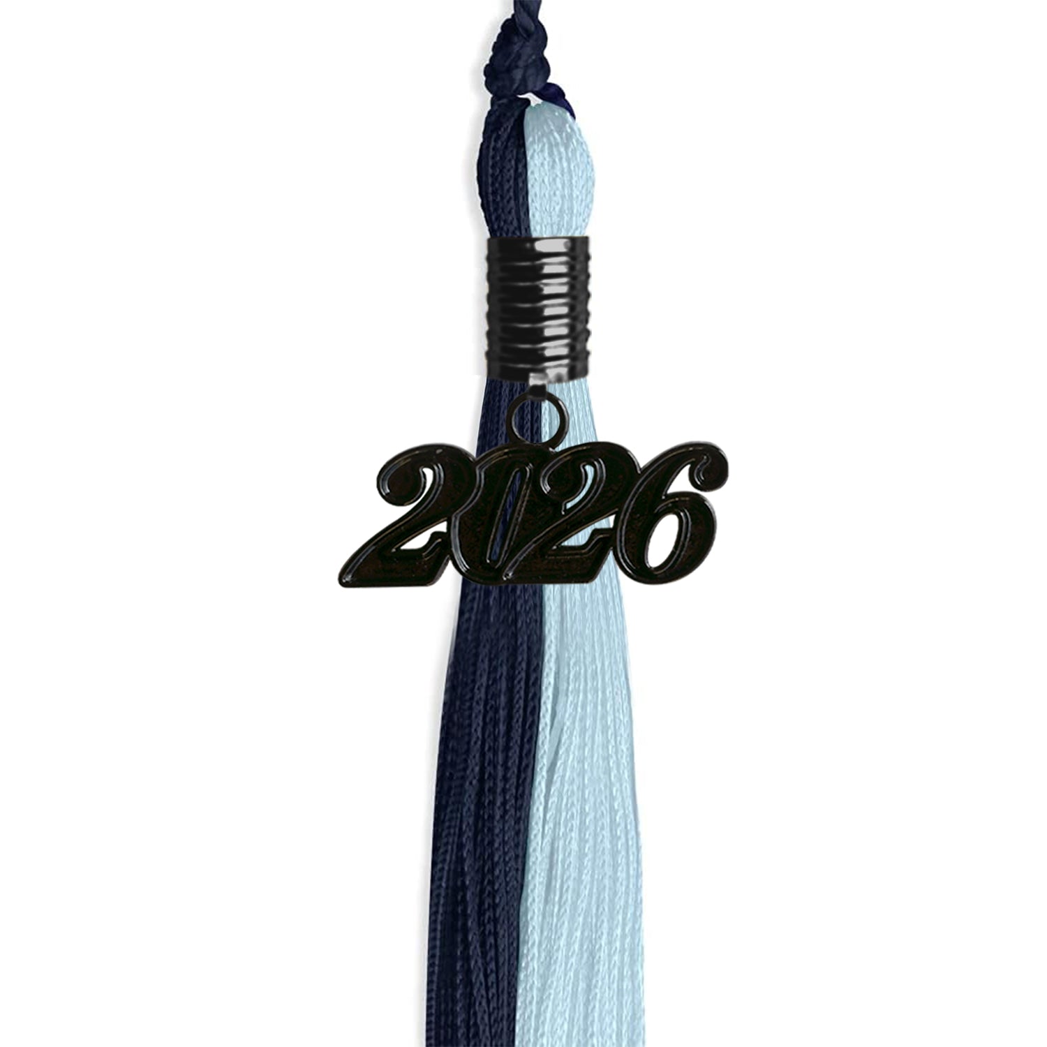 Dark Navy Blue/Light Blue Graduation Tassel with Black Date Drop - Endea Graduation