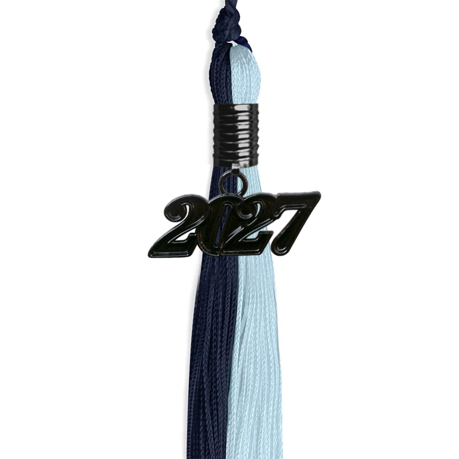 Dark Navy Blue/Light Blue Graduation Tassel with Black Date Drop - Endea Graduation