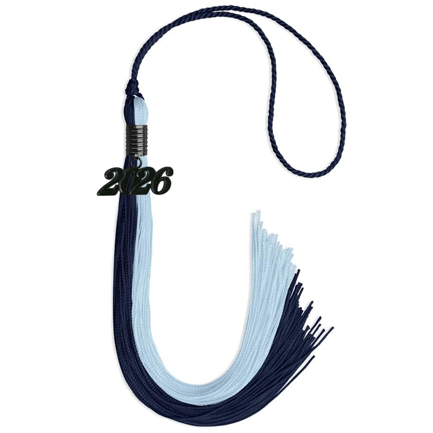 Dark Navy Blue/Light Blue Graduation Tassel with Black Date Drop - Endea Graduation