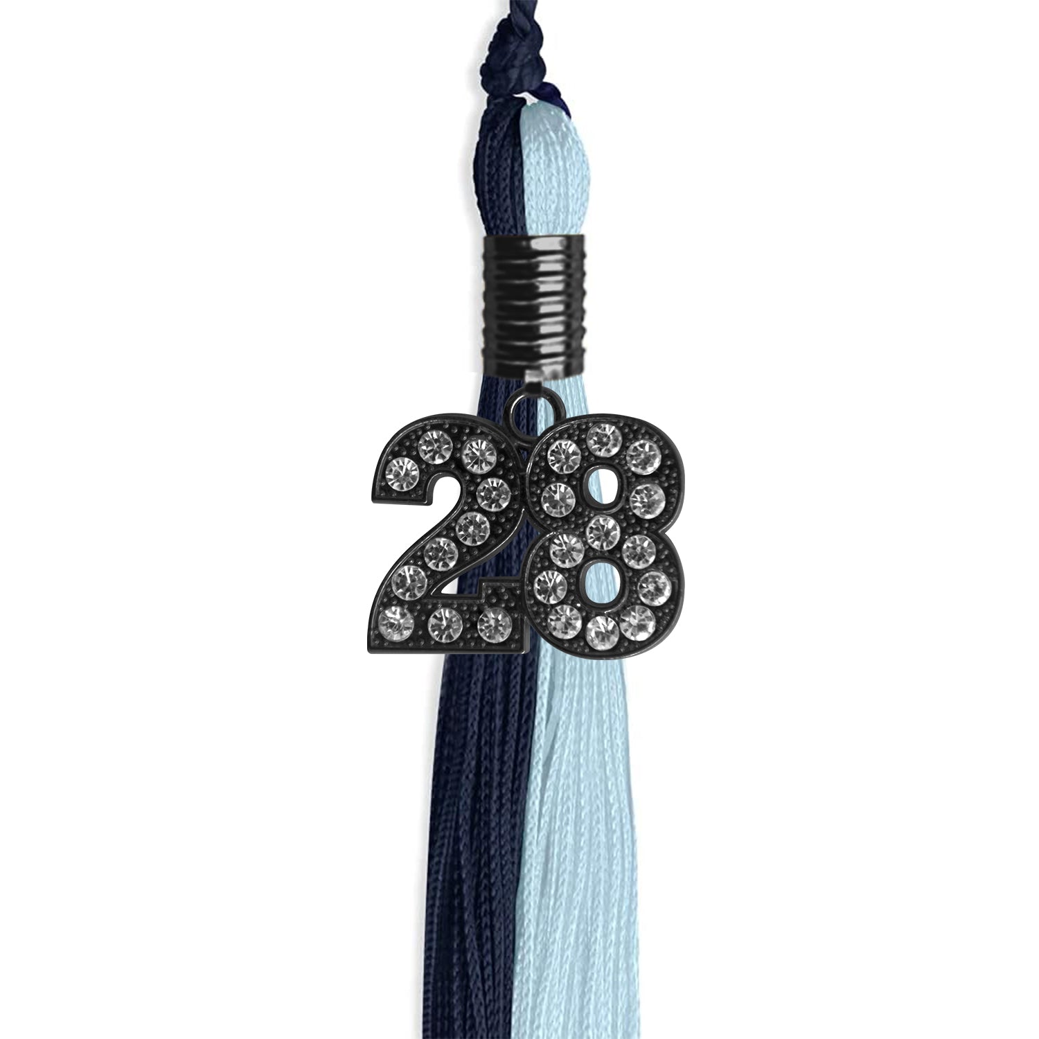 Dark Navy Blue/Light Blue Graduation Tassel with Black Date Drop - Endea Graduation