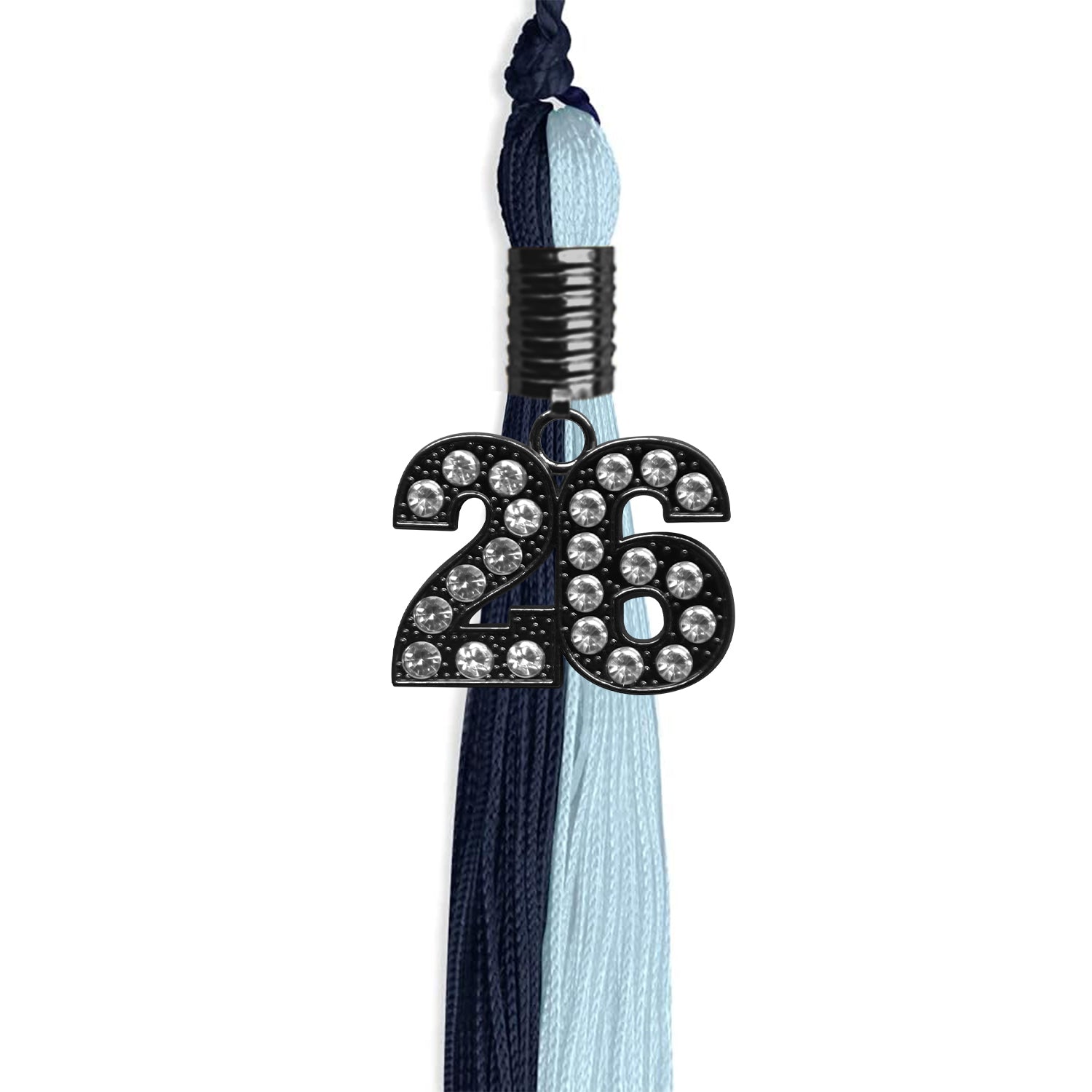 Dark Navy Blue/Light Blue Graduation Tassel with Black Date Drop - Endea Graduation