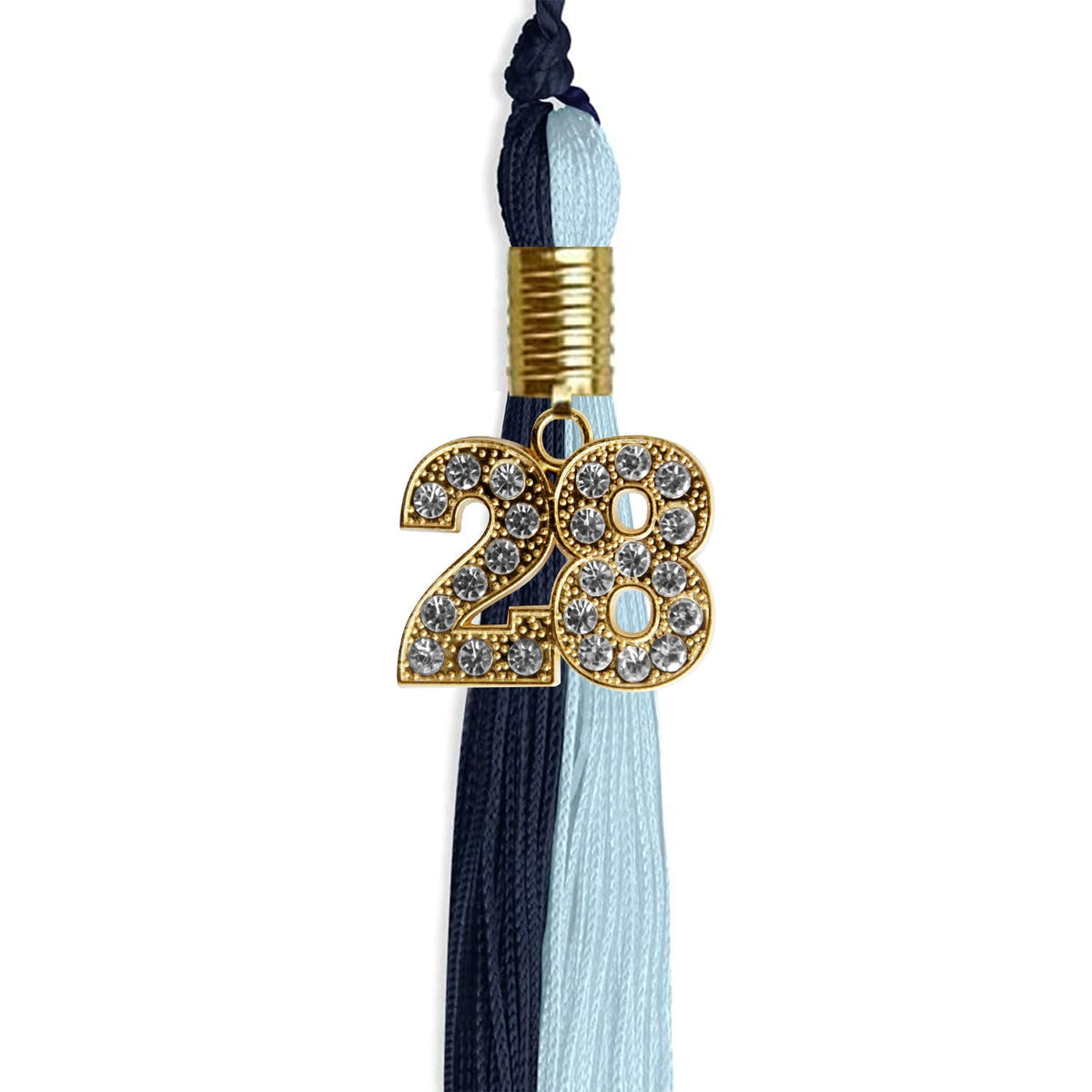 Dark Navy Blue/Light Blue Graduation Tassel with Gold Bling Charm - Endea Graduation