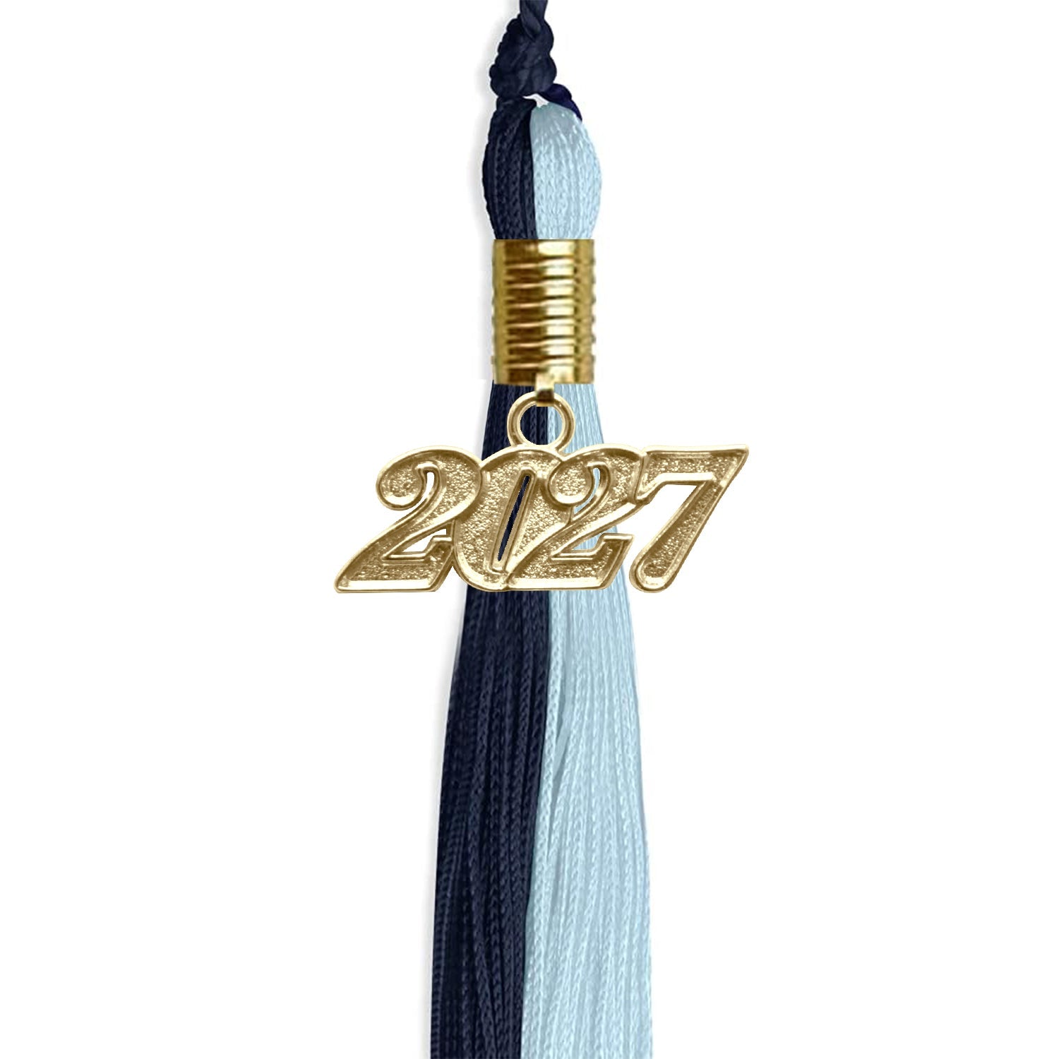 Dark Navy Blue/Light Blue Graduation Tassel with Gold Date Drop - Endea Graduation