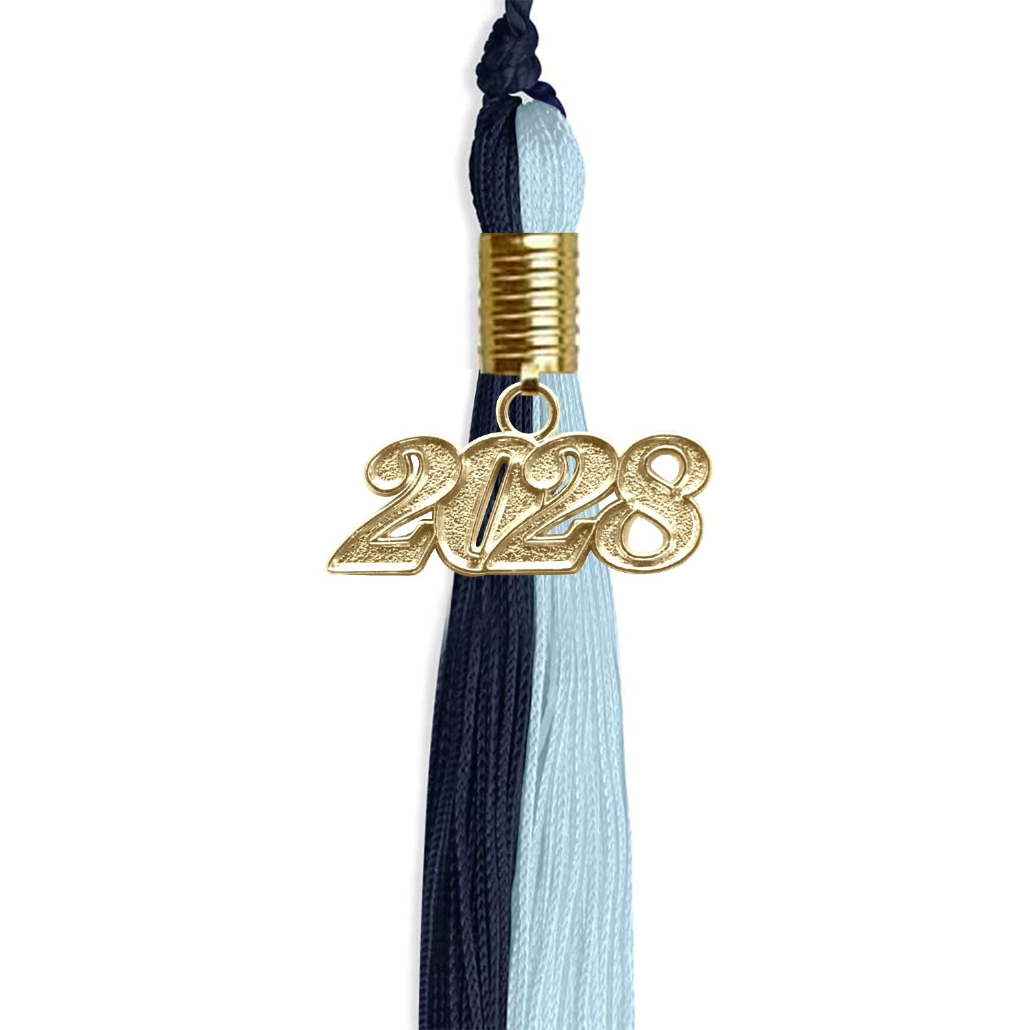 Dark Navy Blue/Light Blue Graduation Tassel with Gold Date Drop - Endea Graduation