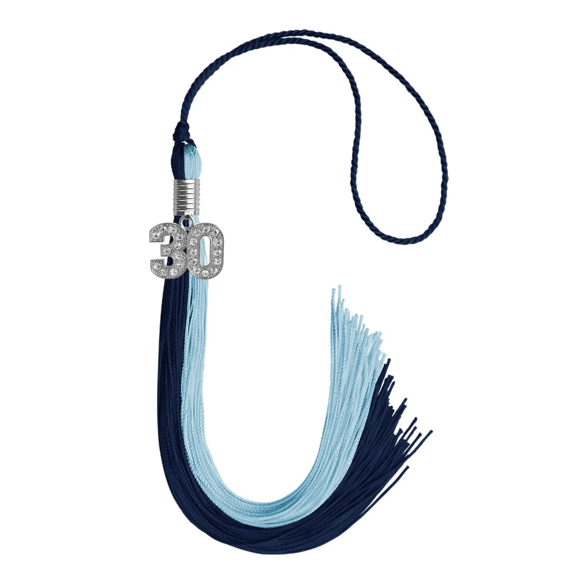 Dark Navy Blue/Light Blue Graduation Tassel with Silver Bling Charm - Endea Graduation