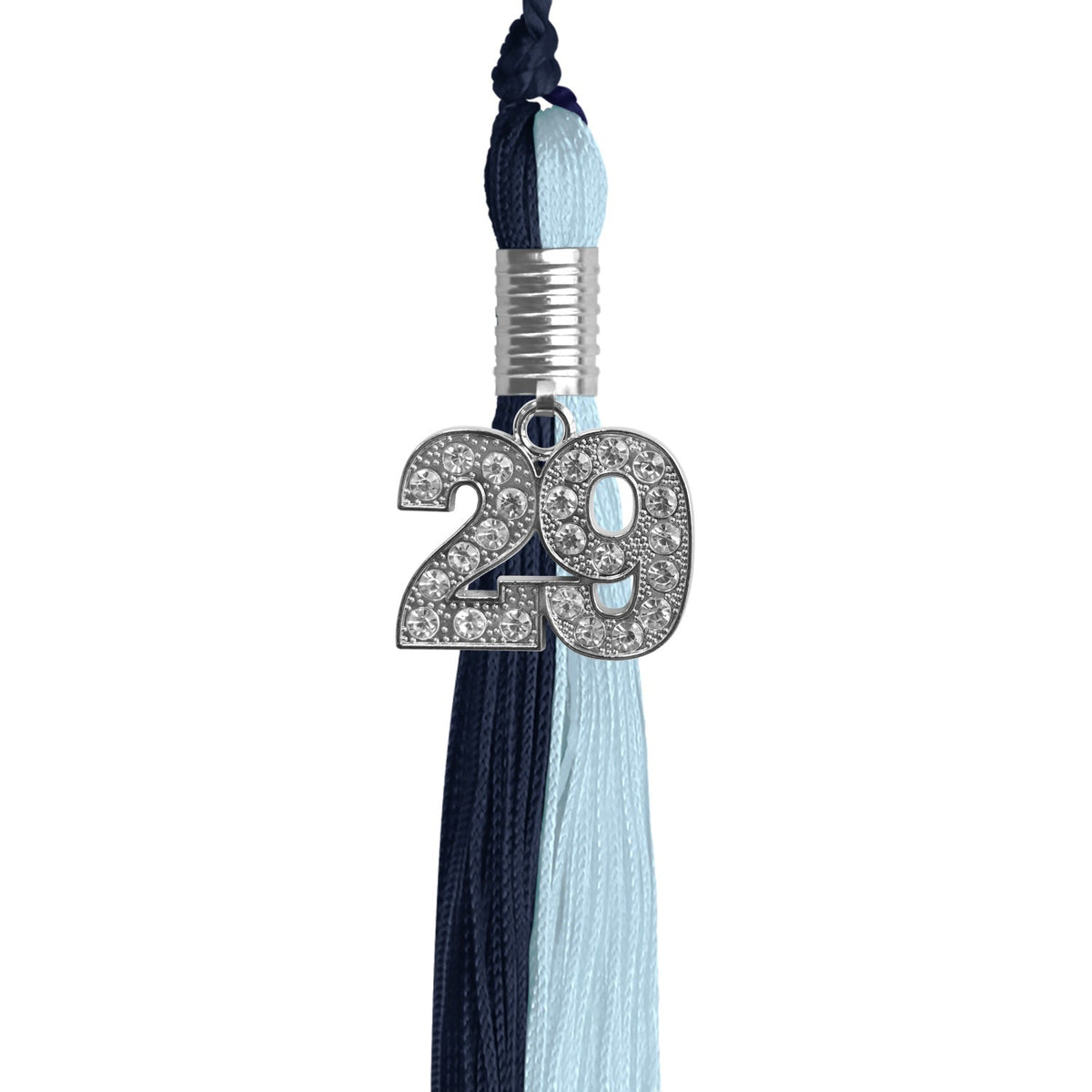 Dark Navy Blue/Light Blue Graduation Tassel with Silver Bling Charm - Endea Graduation