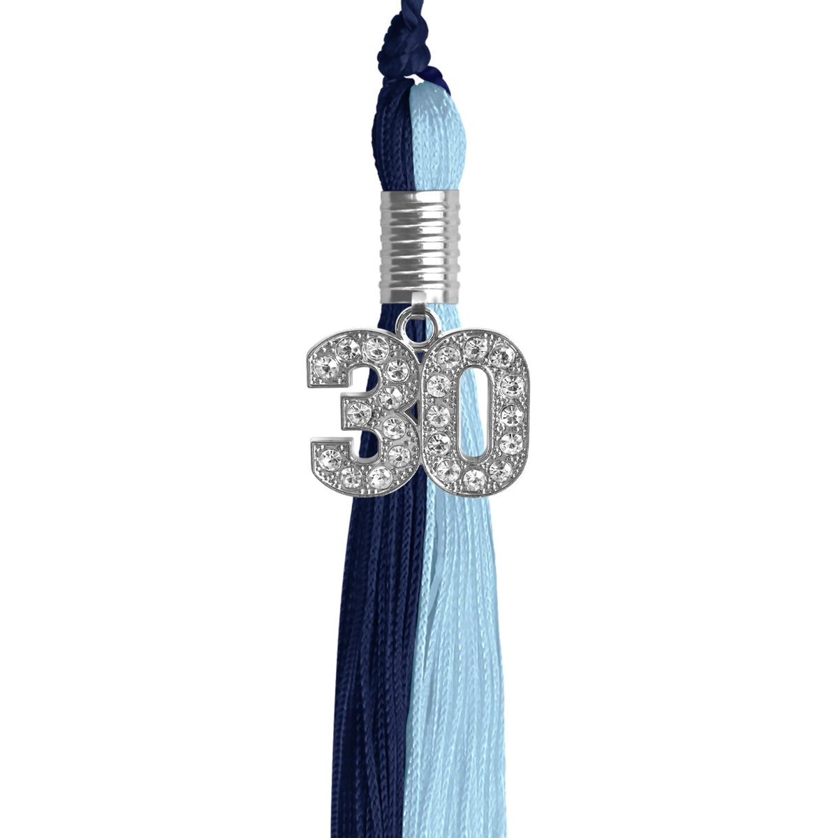 Dark Navy Blue/Light Blue Graduation Tassel with Silver Bling Charm - Endea Graduation