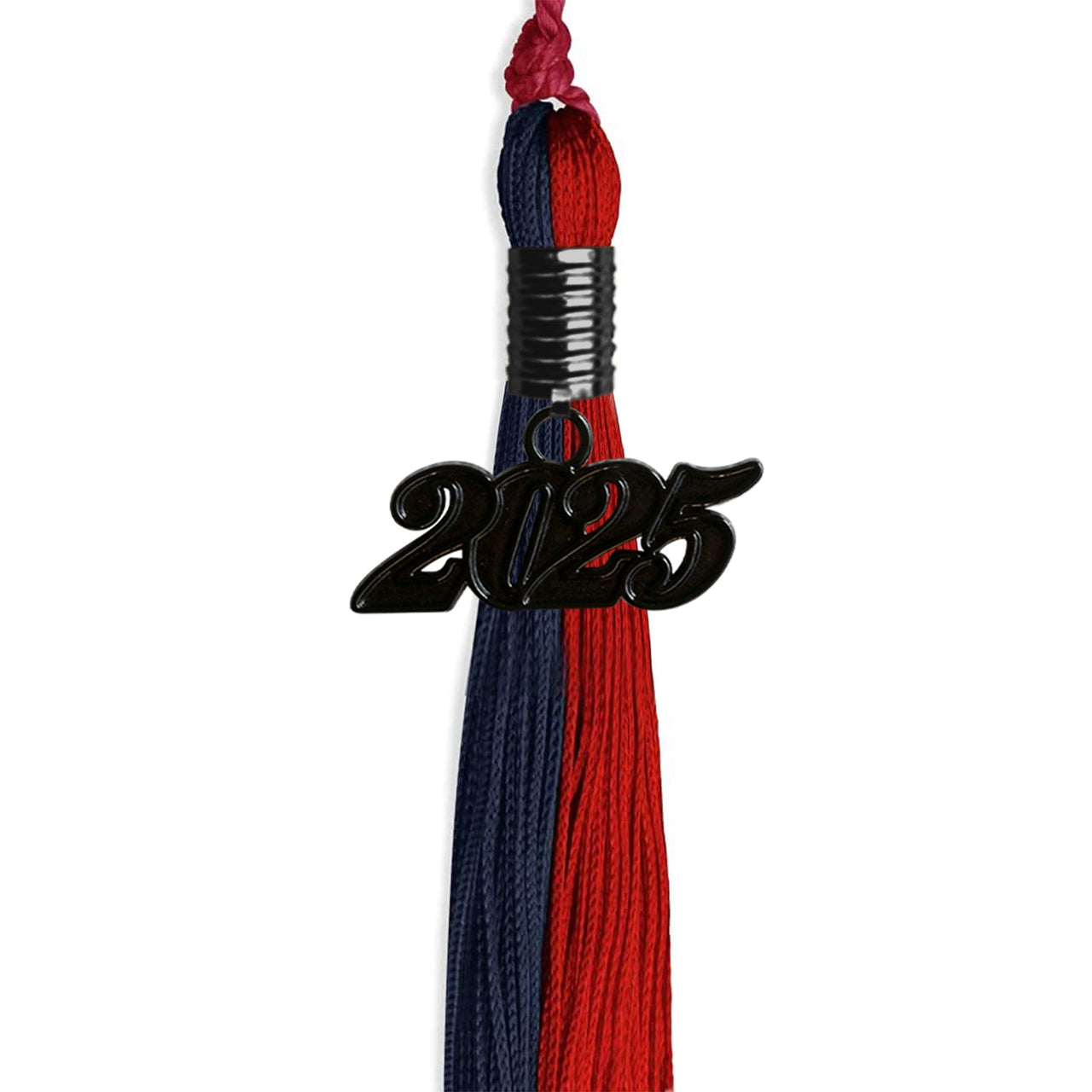 Dark Navy Blue/Red Graduation Tassel with Black Date Drop - Endea Graduation