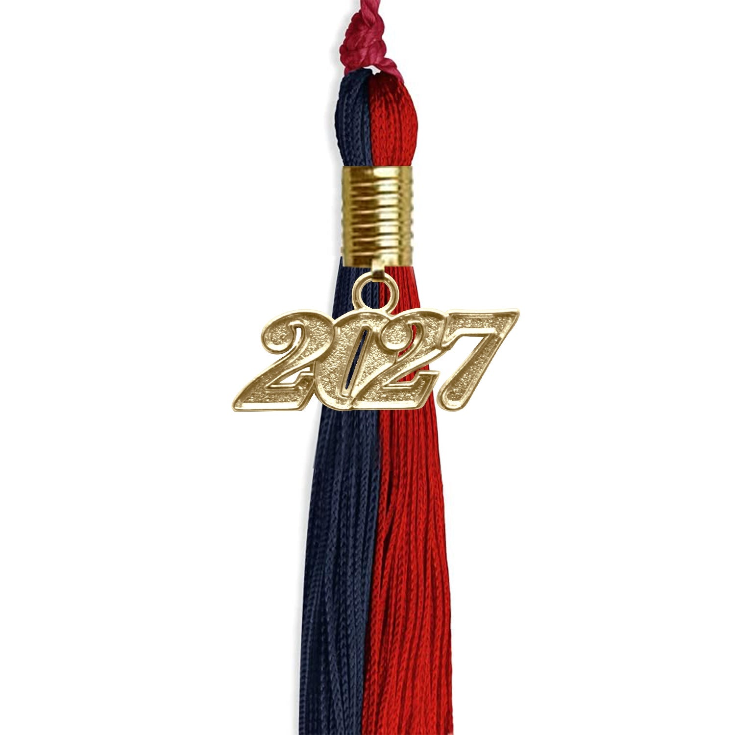 Dark Navy Blue/Red Graduation Tassel with Gold Date Drop - Endea Graduation