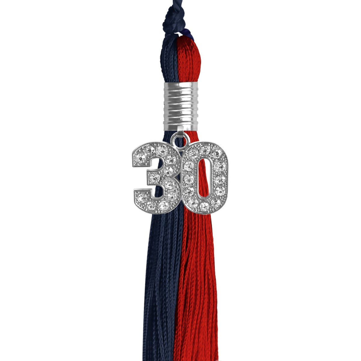 Dark Navy Blue/Red Graduation Tassel with Silver Bling Charm - Endea Graduation