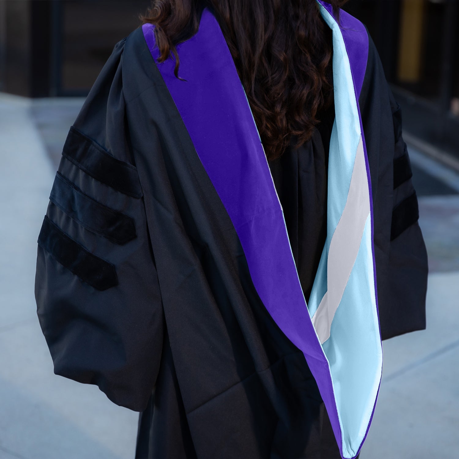 Doctoral Hood For Law - Purple/Light Blue/Silver - Endea Graduation