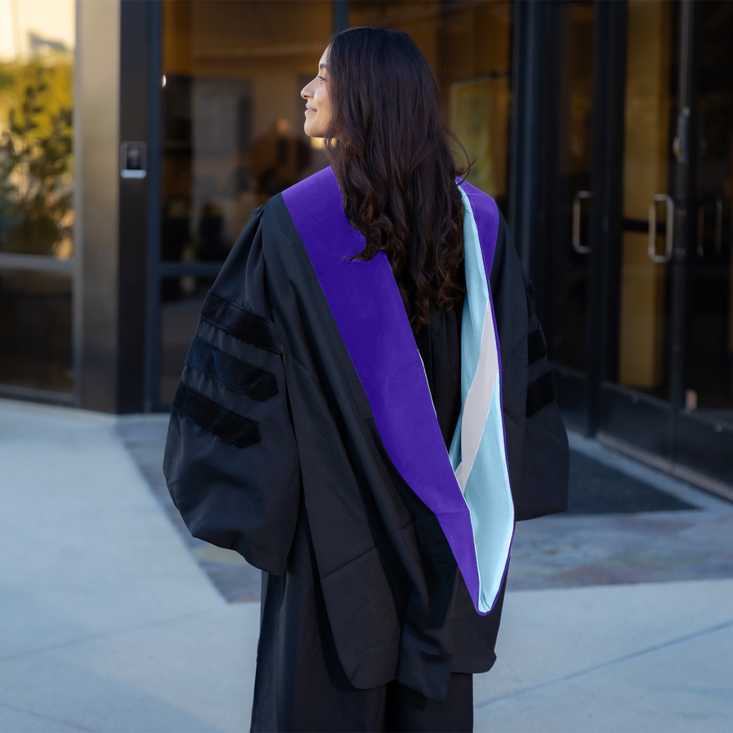 Doctoral Hood For Law - Purple/Light Blue/Silver - Endea Graduation