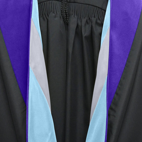 Doctoral Hood For Law - Purple/Light Blue/Silver - Endea Graduation