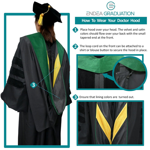 Doctoral Hood For Philosophy - Dark Blue/Gold/Royal Blue - Endea Graduation