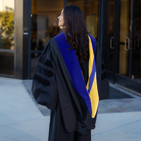 Doctoral Hood For Philosophy - Dark Blue/Gold/Royal Blue - Endea Graduation