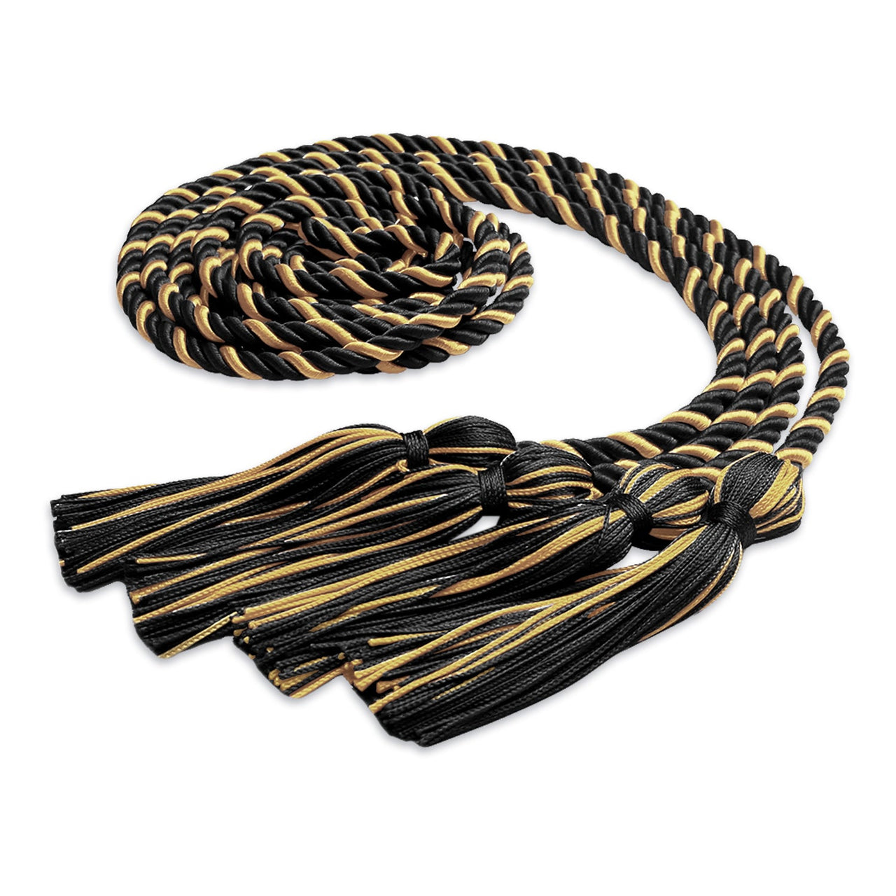 Double Graduation Honor Cord Black/Antique Gold - Endea Graduation