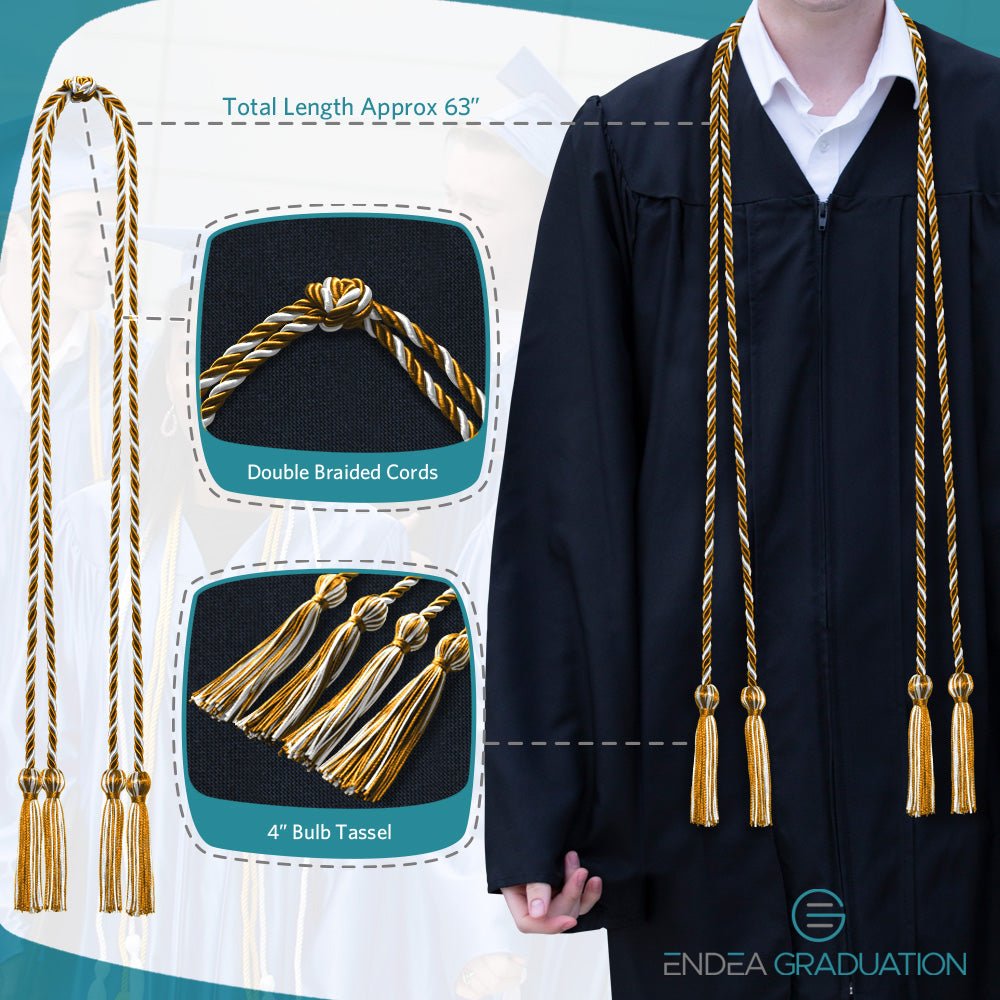 Double Graduation Honor Cord Gold/White - Endea Graduation