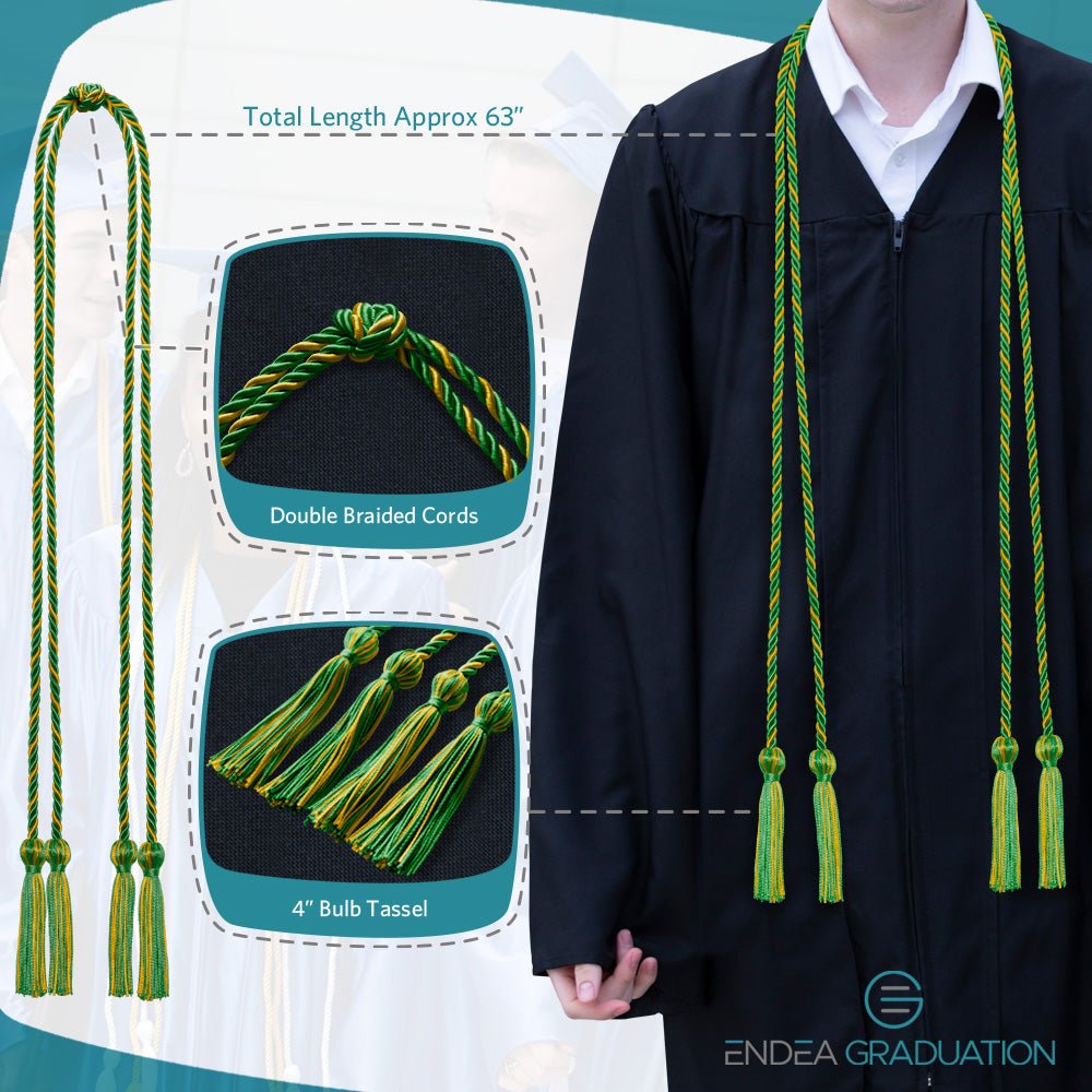 Double Graduation Honor Cord Green/Gold - Endea Graduation