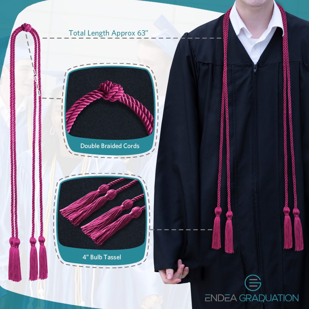 Double Graduation Honor Cord Hot Pink - Endea Graduation