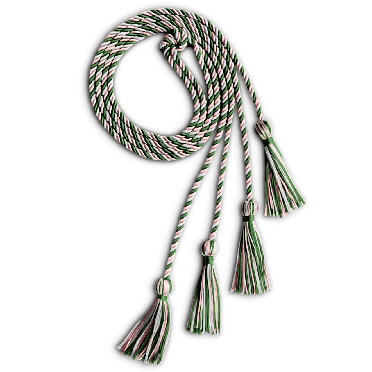 Double Graduation Honor Cord Kelly Green/Pink/White - Endea Graduation