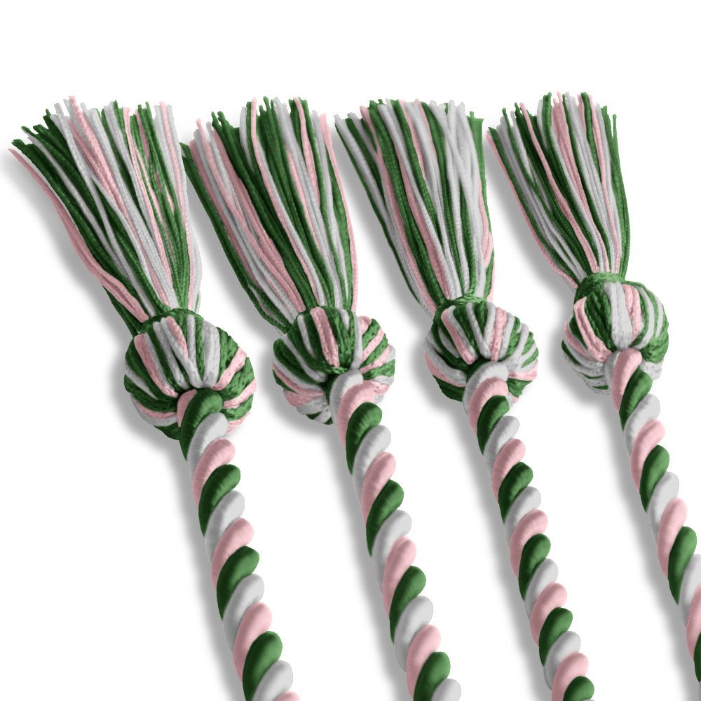 Double Graduation Honor Cord Kelly Green/Pink/White - Endea Graduation