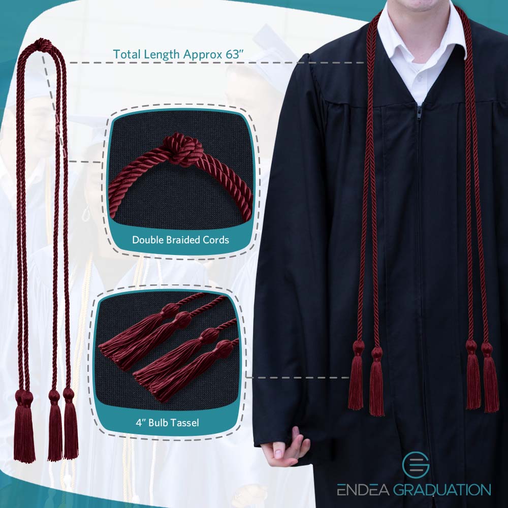 Double Graduation Honor Cord Maroon - Endea Graduation