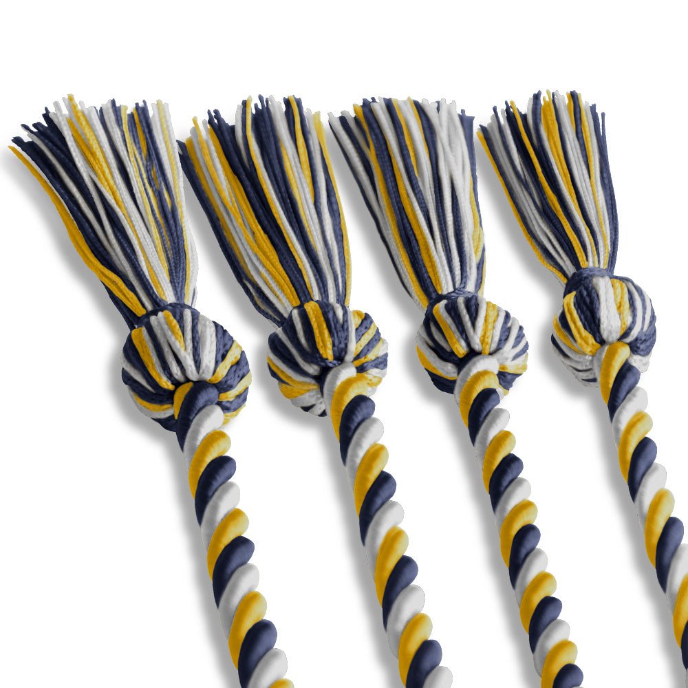 Double Graduation Honor Cord Navy Blue/Gold/White - Endea Graduation