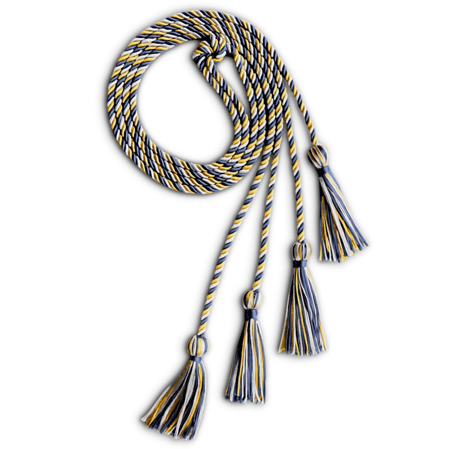 Double Graduation Honor Cord Navy Blue/Gold/White - Endea Graduation